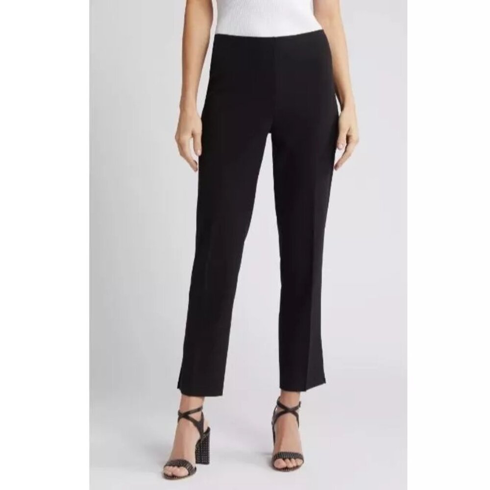 HALOGEN HIGH WAIST SIDE SLIT STRAIGHT LEG PANTS - Black -NWOT - 12 - Lightweight
